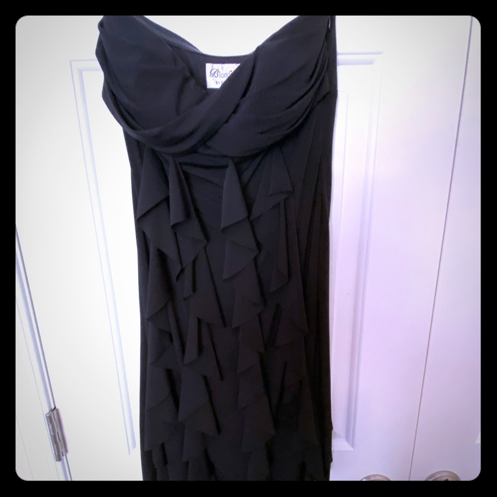 Blondie Nites Strapless Black Ruffle Dress Size 1